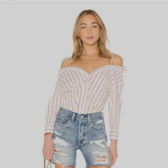 Joie Tops - Joie Alvina white gray off shoulder button up S